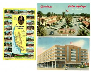 #508 Cal. Multi views Missions,Municipal Bus Terminal, Auto's Palm Springs Plaza