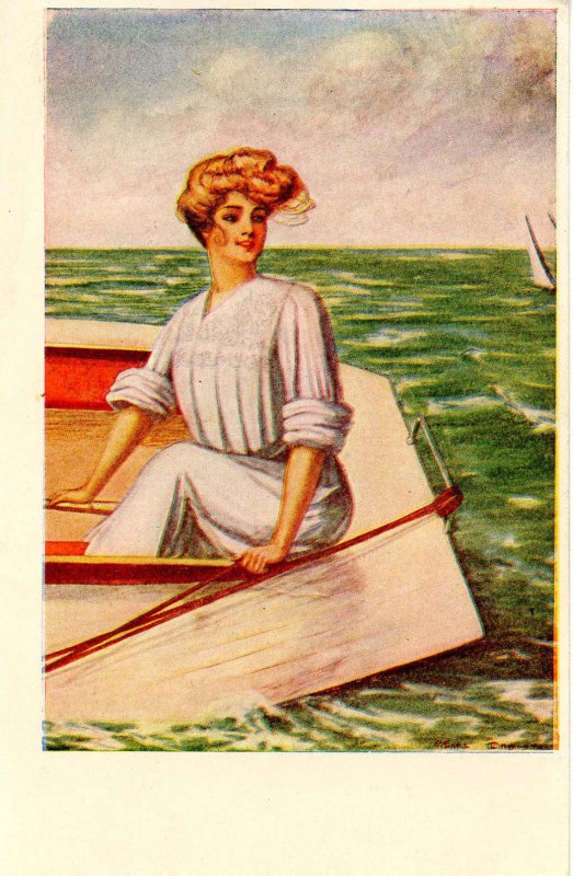 Woman Afloat in Boat