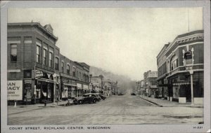 Richland Center Wisconsin WI Court Street Scene Vintage Postcard