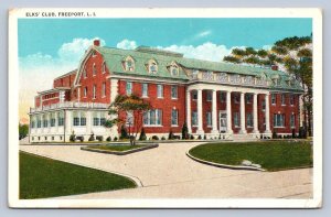 J95/ Freeport Long Island New York Postcard c1920s Elks Club Building  265