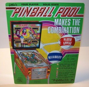 Pinball Pool FLYER Original 1979 Vintage Game Artwork Sheet Robot Billiards