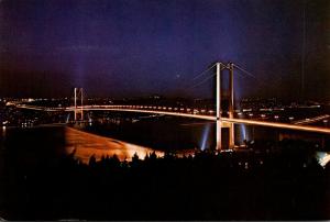 Turkey Istanbul The Bosphorus Bridge At Night