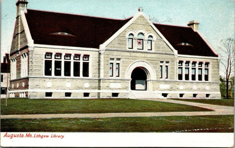 Vtg Augusta Maine ME Lithgow Library pre-1907 UDB Unused Postcard
