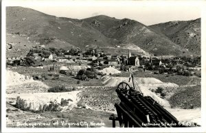 RPPC Aerial View of Virginia City NV Vintage Postcard G79