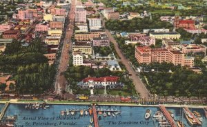 Vintage Postcard 1962 Aerial View Buildings Downtown St. Petersburg Florida FL