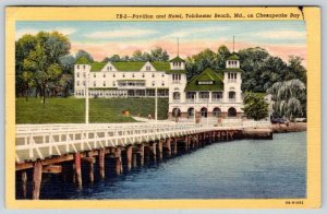 1948 PAVILION & HOTEL TOLCHESTER BEACH MARYLAND MD on CHESAPEAKE BAY POSTCARD