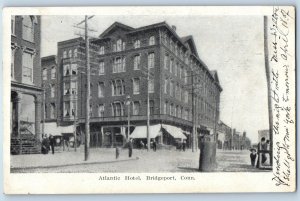 1907 Bridgeport Connecticut CT Vintage Postcard Atlantic Hotel Building Posted
