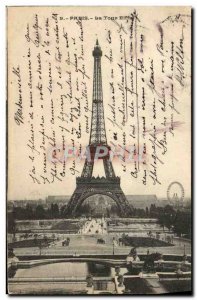 Old Postcard Paris Eiffel Tower