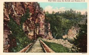 Vintage Postcard 1920s High Cliffs along Norfolk & Western Rail Road W. Virginia