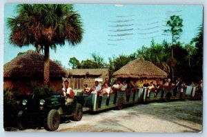 1958 Boca Raton Florida Postcard Jeep Safari Jungletown Native African Village