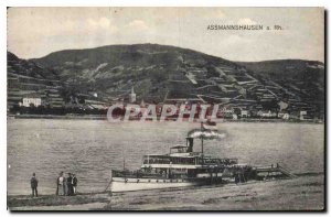 Old Postcard Assmanshausen has Rh Boat