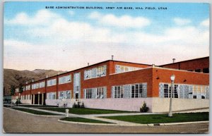 Vtg Utah IT Base Administration Building Army Air Base Hill Field Linen Postcard