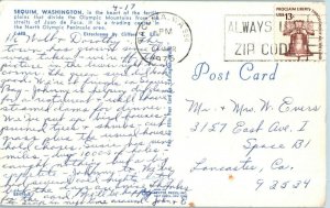 Aerial View Postcard Sequim Washington Postmarked 1976