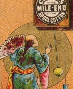 1880 Pocket Calendar Clark's Mile-End Spool Cotton Japanese Men Fans P211