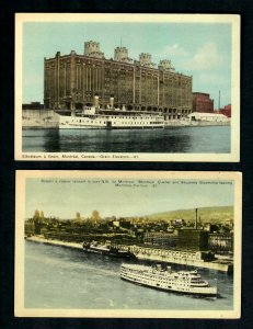 CAs 2 pcs Montreal Steamships Grain Elevators, Port N.B. Leaving Harbor Unused