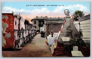 New Orleans Louisiana~Old St Louis Cemtery~Vintage Linen Postcard
