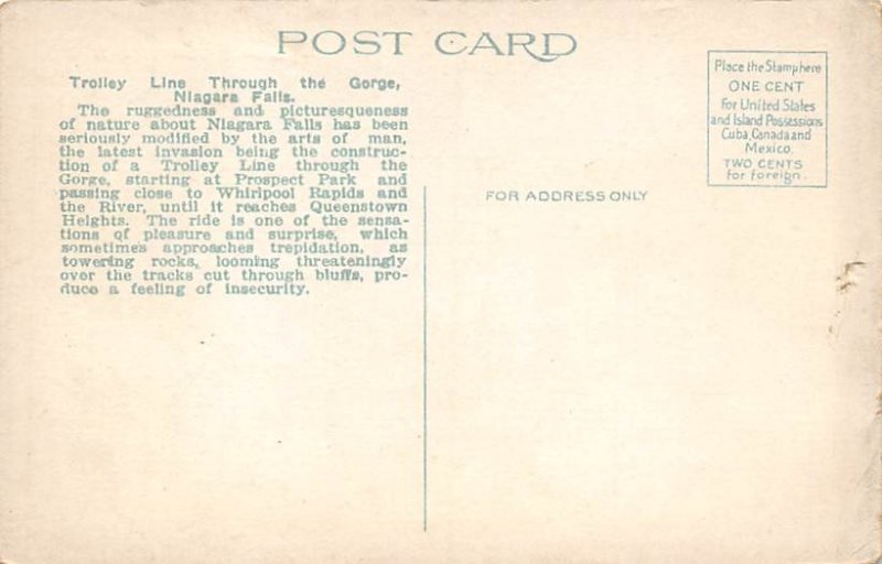 Trolley line through the gorge Niagara Falls Unused 