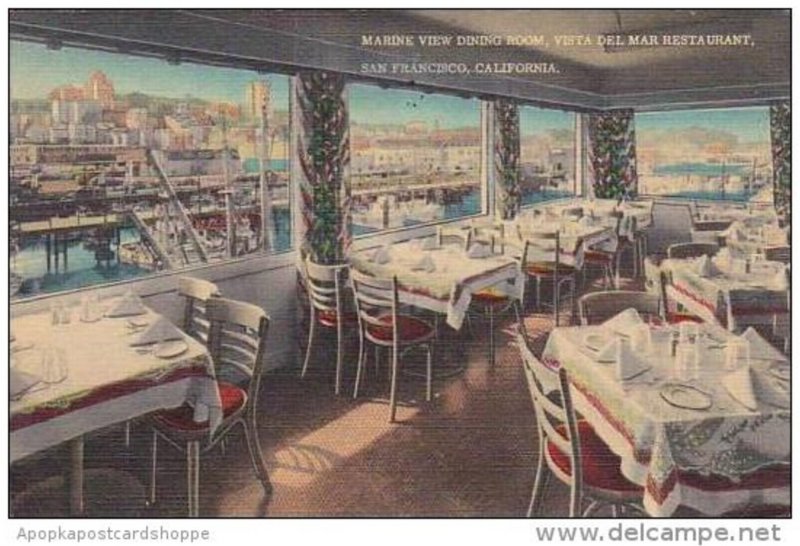 Californa San Francisco Marine View Dining Room Vista Del Mar Restautrant 1948