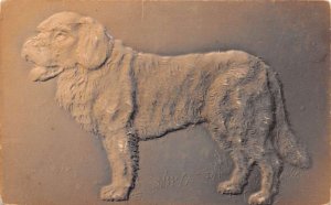 Dog Greetings Embossed Airbrushed Vintage Postcard AA61219