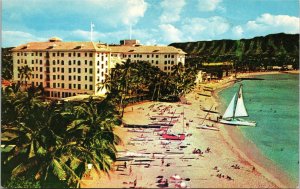 VINTAGE POSTCARD THE MOANA SHERATON HOTEL AT WAIKIKI BEACH POSTED c. 1960s