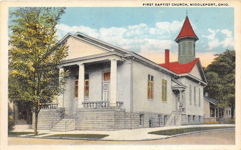 Ohio Postcard c1910 MIDDLEPORT First Baptist Church Meigs County 