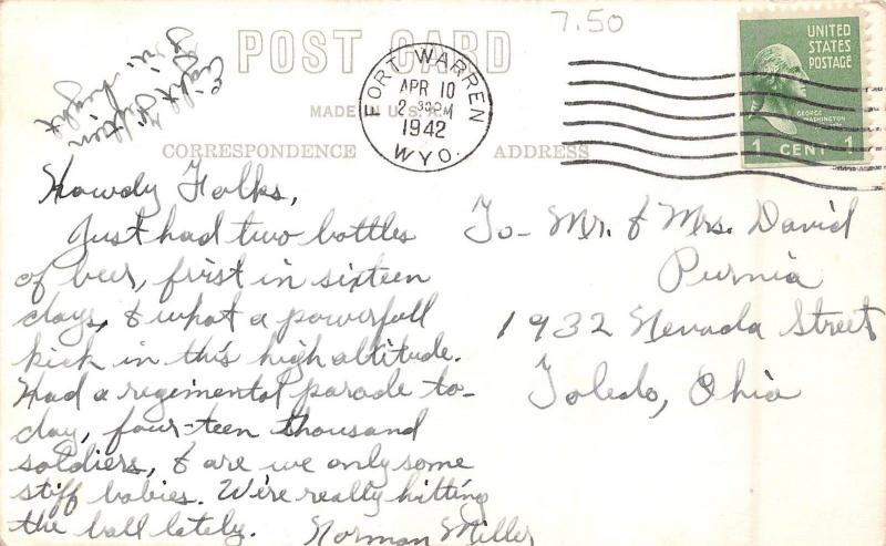 Wyoming Wy Real Photo RPPC Postcard 1942 EAST WARREN Ft Francis Theatre