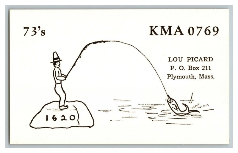 Postcard QSL Radio Card From Plymouth Mass. Massachusetts KMA 0769 