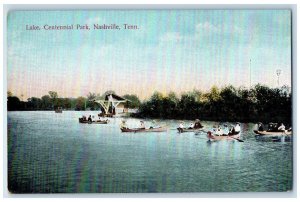 c1910 Canoeing Boat Lake Centennial Park Nashville Tennessee TN Vintage Postcard