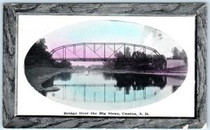 CANTON, South Dakota  SD   BRIDGE over BIG SIOUX RIVER  1911 Border  Postcard