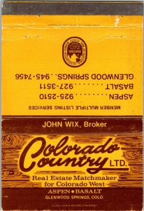 Matchbook Cover Colorado Country Real Estate Aspen Glenwood Springs, CO MB177