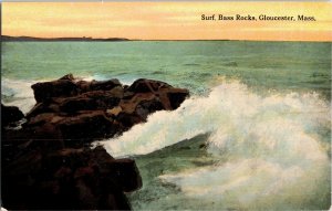 Surf Bass Rocks Glucester Mass Divided Back Postcard Unposted Unused UNP
