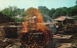 Vintage Postcard Making Charcoal At Jack Daniel's Distillery Lynchburg TN