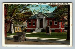 Wilmington VT-Vermont, Pettee Memorial Library, Vintage c1948 Postcard