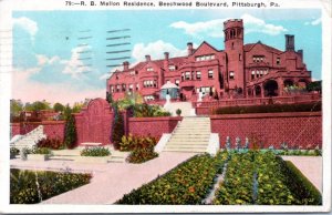 Postcard PA Pittsburgh - R.B. Mellon Residence - Beechwood Boulevard