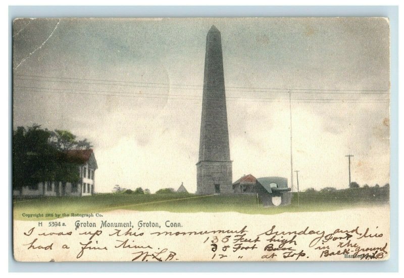 c. 1910 Groton Monument Connecticut Hand Colored Postcard P14