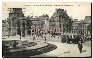 Old Postcard The Garden Paris Louvre Statue of Gambetta