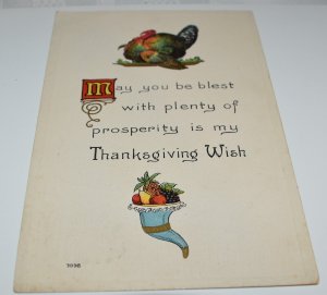 May You Be Blest Turkey Cornucopia Postcard 7038