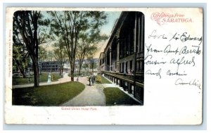 1901 Grand Union Hotel Park, Greeting from Saratoga Springs NY Postcard