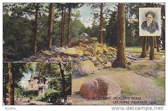 3-Views, Helen Hunt Jackson's Grave, Cheyenne Mountain, Colorado, PU-1913