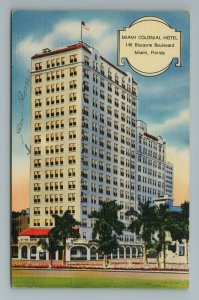 Colonial Hotel Biscayne Boulevard Blvd Miami FL Florida Postcard 