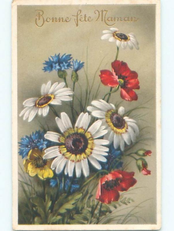 Very Old Foreign Postcard BEAUTIFUL FLOWERS SCENE AA4616