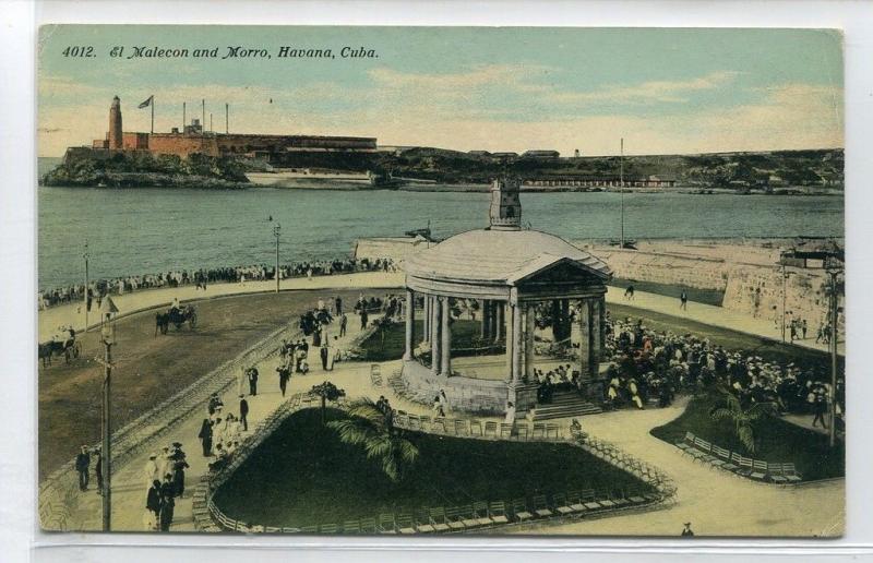 Malecon Morro Castle Havana Cuba 1910c postcard