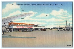 1949 Temporary Passenger Terminal Atlanta Municipal Airport Atlanta GA Postcard