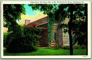 100 Year Old Cabin My Old Kentucky Home Bardstown Kentucky KY Linen Postcard I5