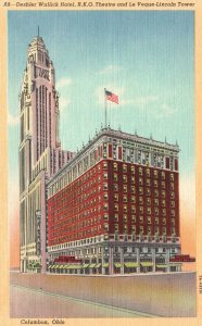 Vintage Postcard Dashler Wallick Hotel R.K.O. Theatre & Le Veque Lincoln Tower