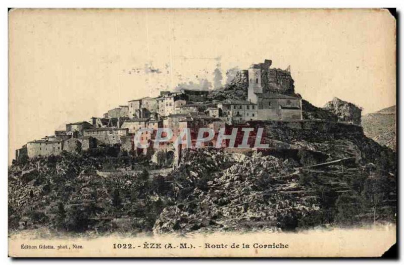 Old Postcard Eze Corniche Road