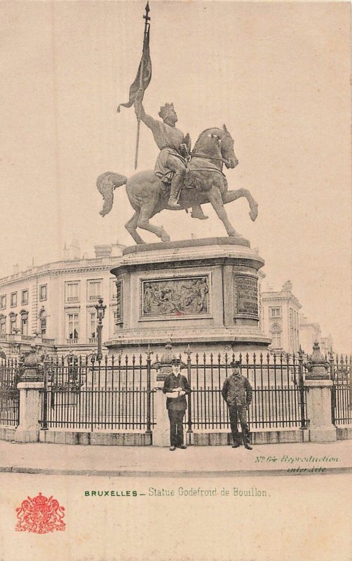 BRUXELLES BELGIUM~STATUE GODEFROID de BOUILLON~1900s PHOTO POSTCARD