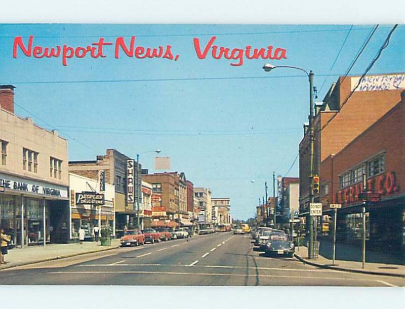 Unused Pre-1980 SHOPS ALONG THE STREET Newport News Virginia VA F0644