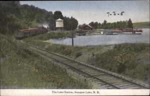 Sunapee Lake New Hampshire NH Train Station Depot Harbor 1900s-10s Postcard