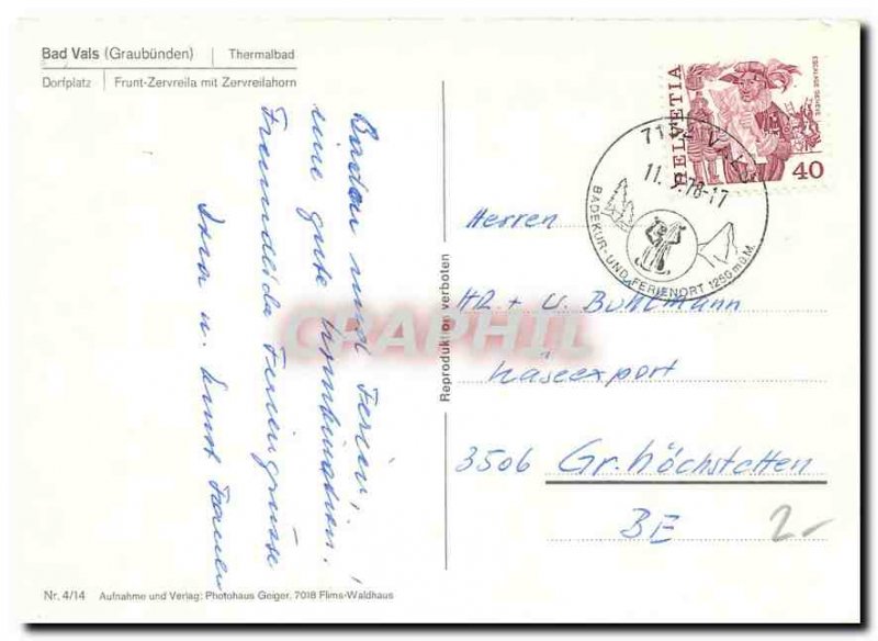 Modern Postcard Bad Vals Graubunden